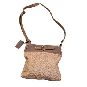 Anabaglish Joan Quilted or Woven Leather Crossbody Bag in a brown